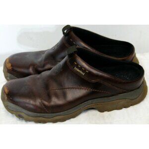 Timberland Women's Slip On Shoes Clogs Dark Brown Leather 8.5 M Arch Support